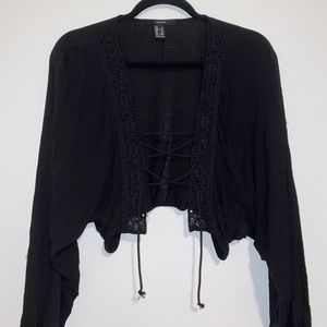 FOREVER21 lace up front crop top
